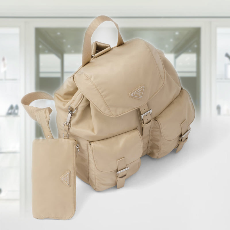 Re-Nylon medium backpack with pouch