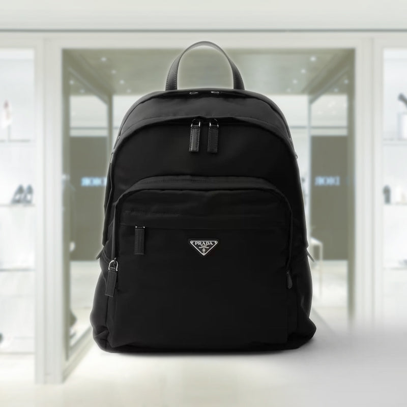 Re-Nylon and Saffiano leather backpack