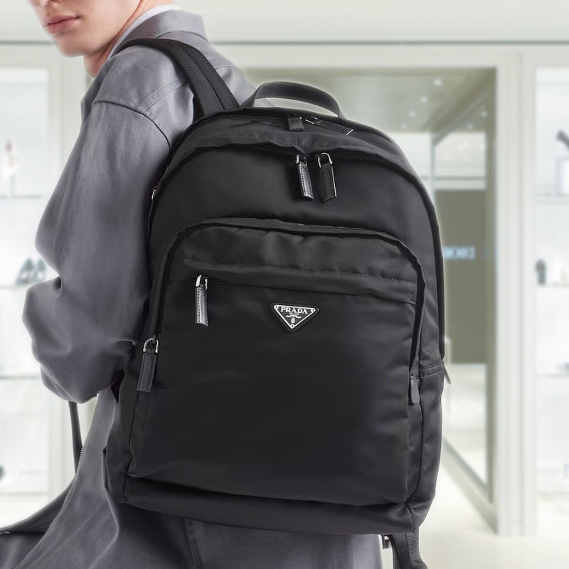 Re-Nylon and Saffiano leather backpack