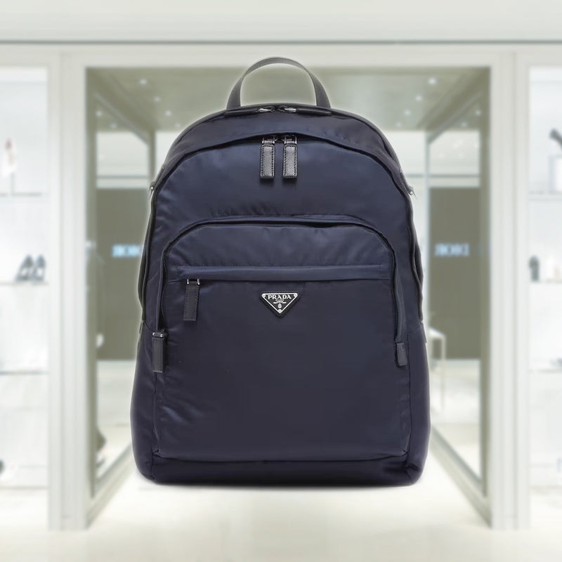 Re-Nylon and Saffiano leather backpack