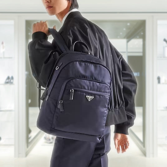 Re-Nylon and Saffiano leather backpack