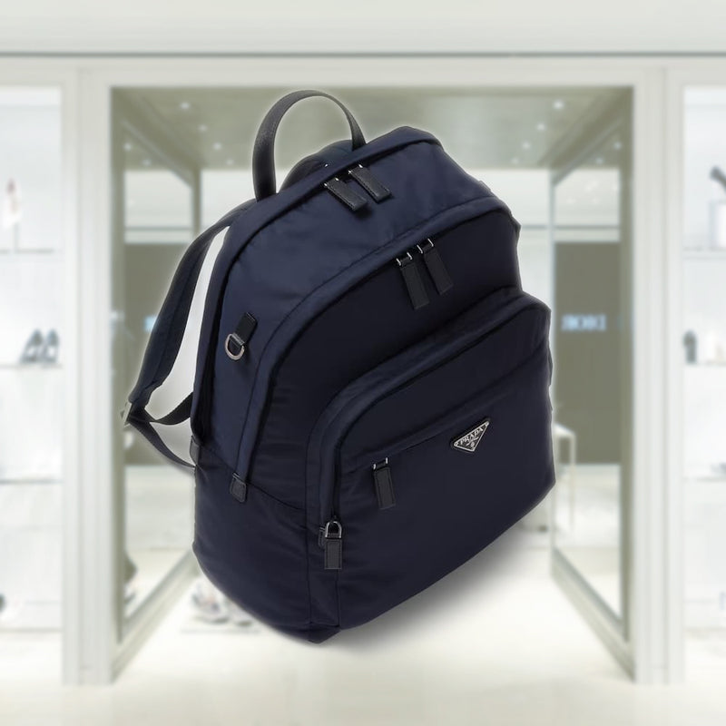 Re-Nylon and Saffiano leather backpack