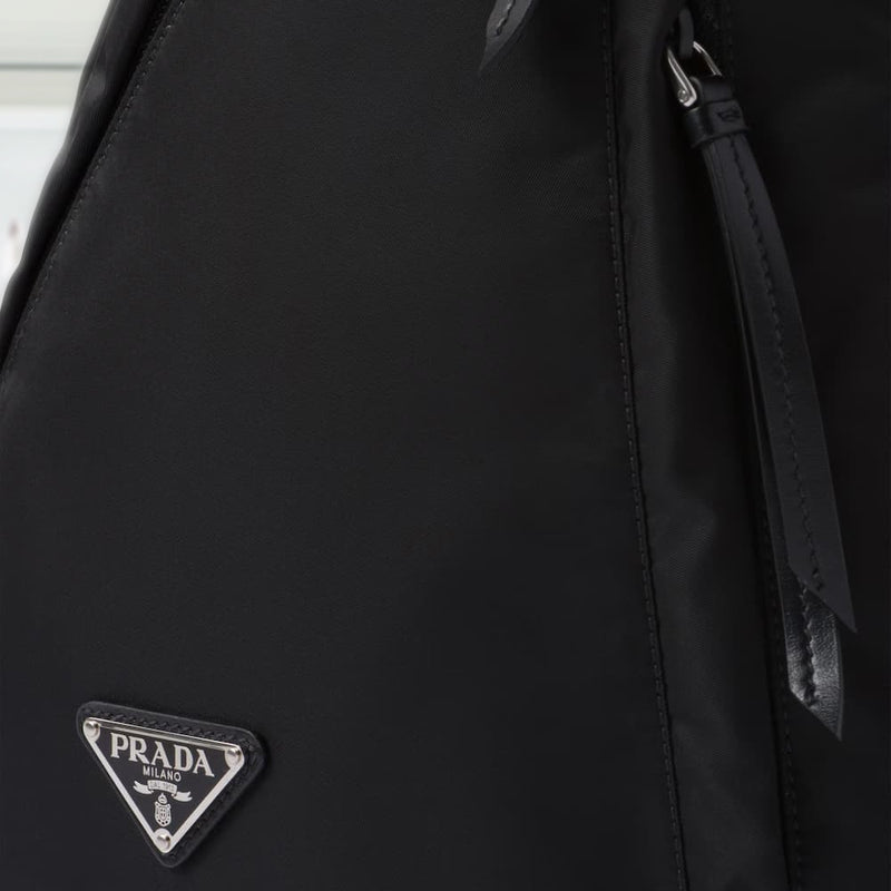 Re-Nylon and leather backpack