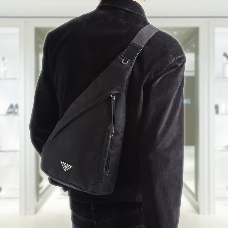 Re-Nylon and leather backpack