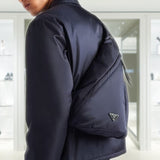 Re-Nylon and leather backpack