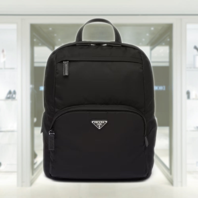 Re-Nylon and Saffiano leather backpack