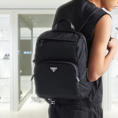 Re-Nylon and Saffiano leather backpack