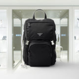 Re-Nylon and Saffiano leather backpack