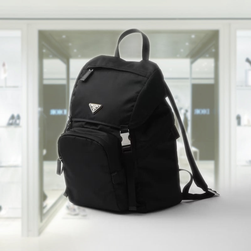 Re-Nylon and Saffiano leather backpack