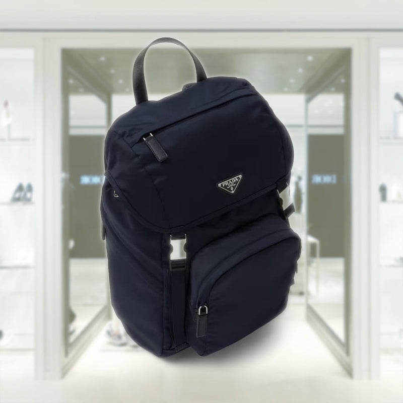 Re-Nylon and Saffiano leather backpack