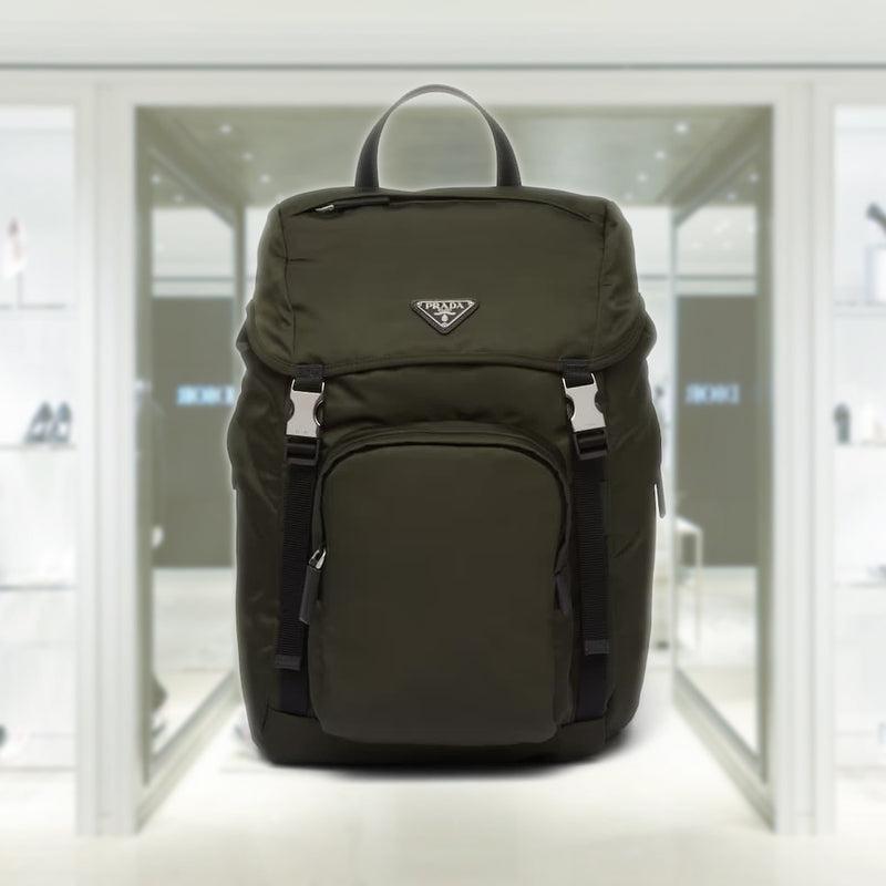 Re-Nylon and Saffiano leather backpack