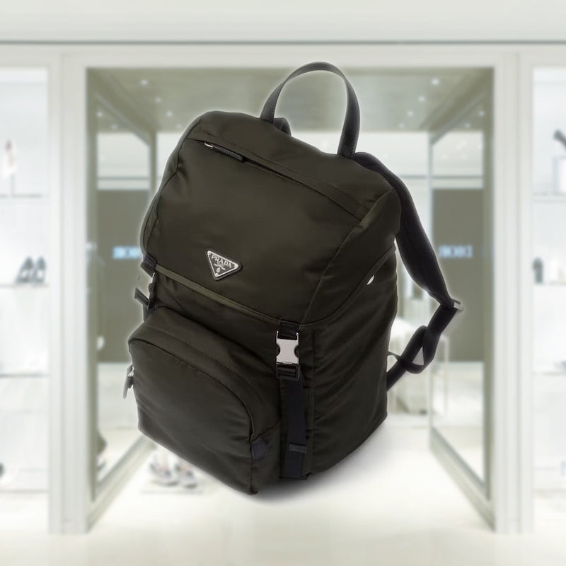 Re-Nylon and Saffiano leather backpack