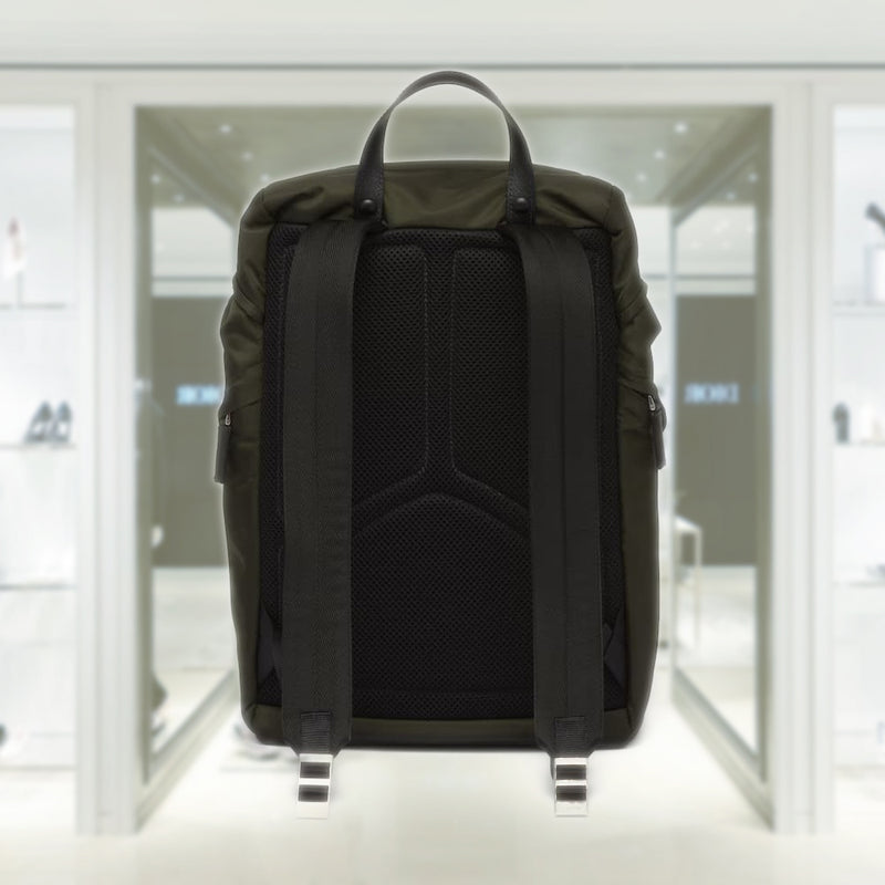 Re-Nylon and Saffiano leather backpack