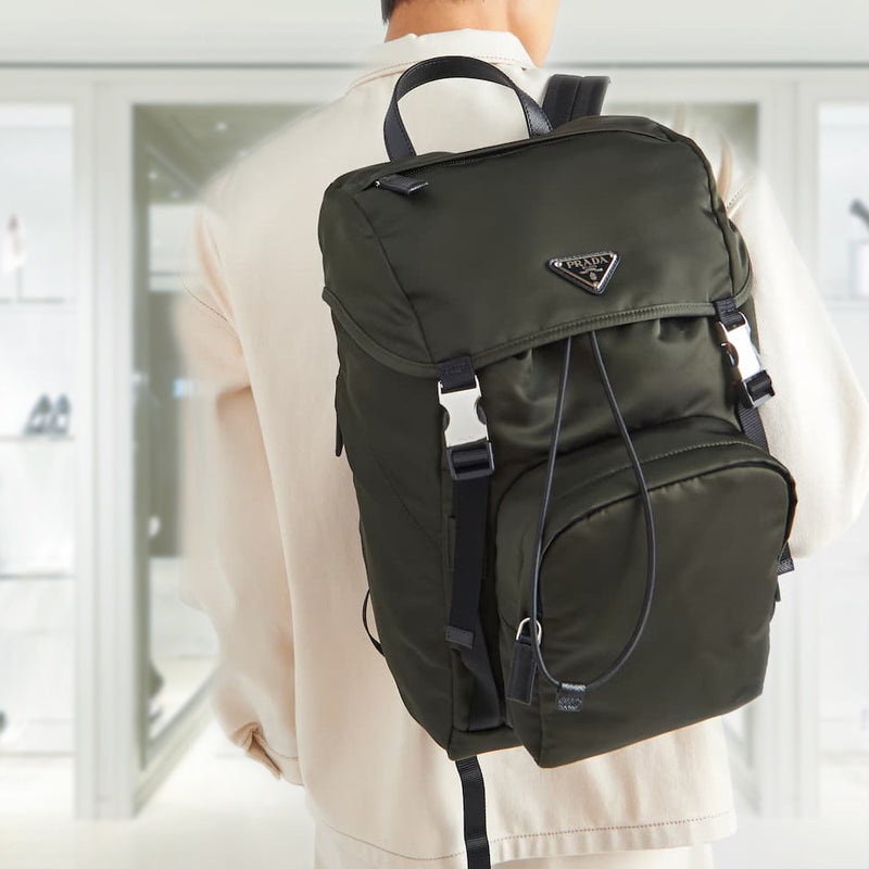 Re-Nylon and Saffiano leather backpack