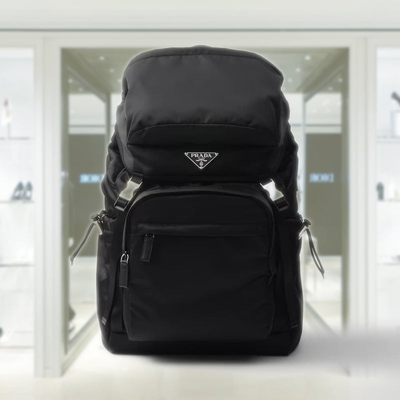 Re-Nylon and Saffiano leather backpack