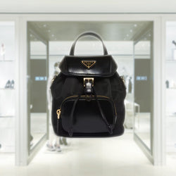 PRADA Small Re-Nylon and brushed leather backpack