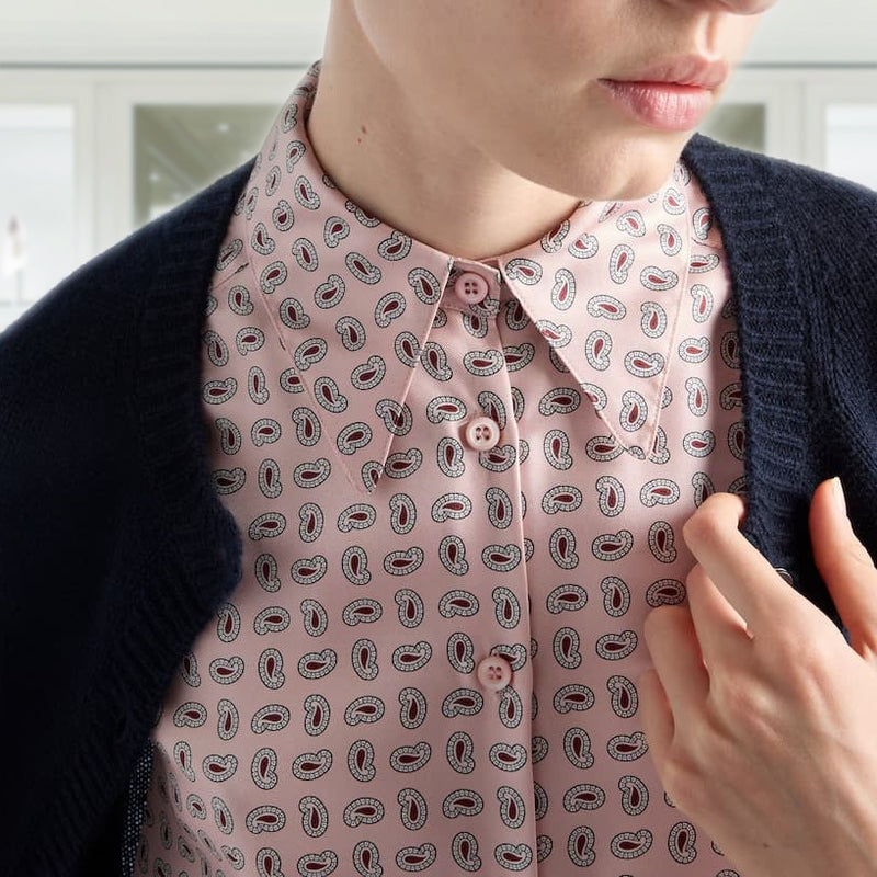 Printed silk twill shirt