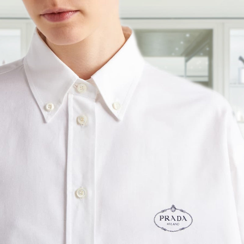 Embroidered Oxford cotton shirt