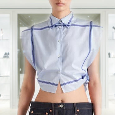 Checked cropped cotton shirt