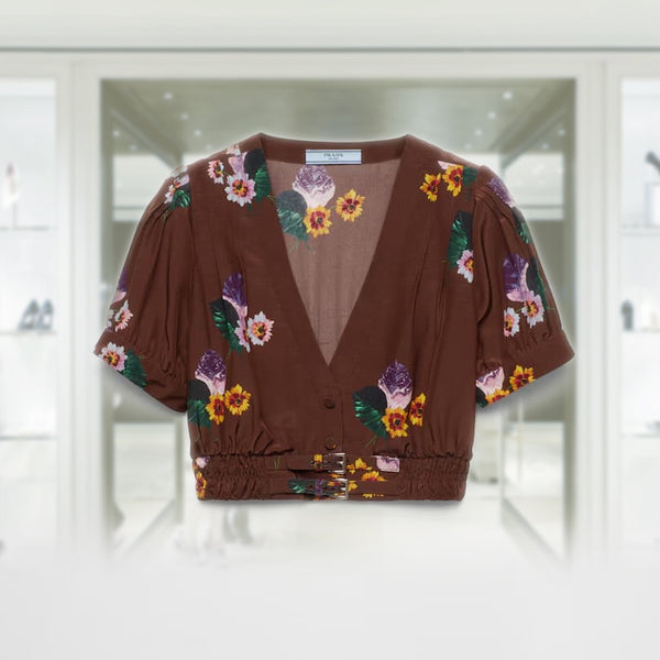 【送料&関税込】Prada Printed Poly Pongee Crop-top PRADA Cropped printed ponge shirt P441HK_15CI_F0324_S_OOO