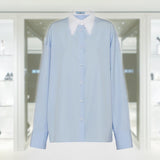 Poplin shirt with fringed collar