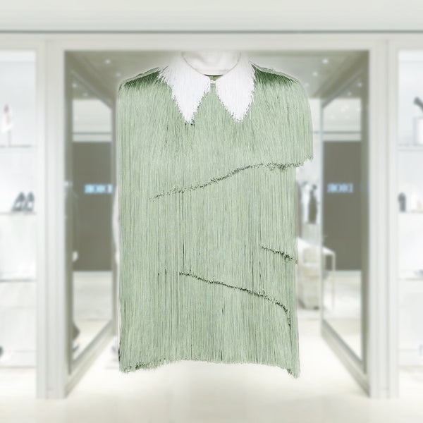 PRADA Organza top with fringe P910M_14XC_F0AQI_S_OOO