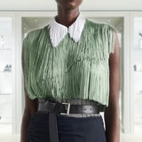 Organza top with fringe