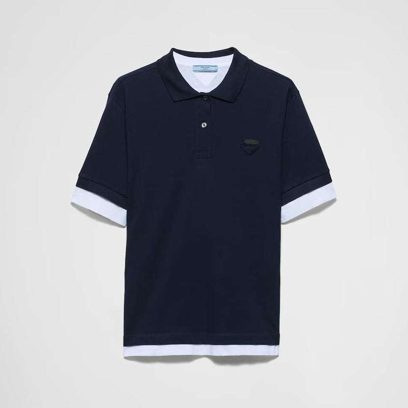 Pique and jersey polo shirt