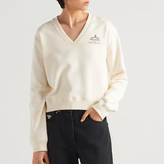 Cotton V-neck sweatshirt