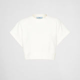 Short-sleeved cotton fleece sweatshirt