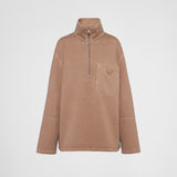 Turtleneck cotton fleece blouson jacket