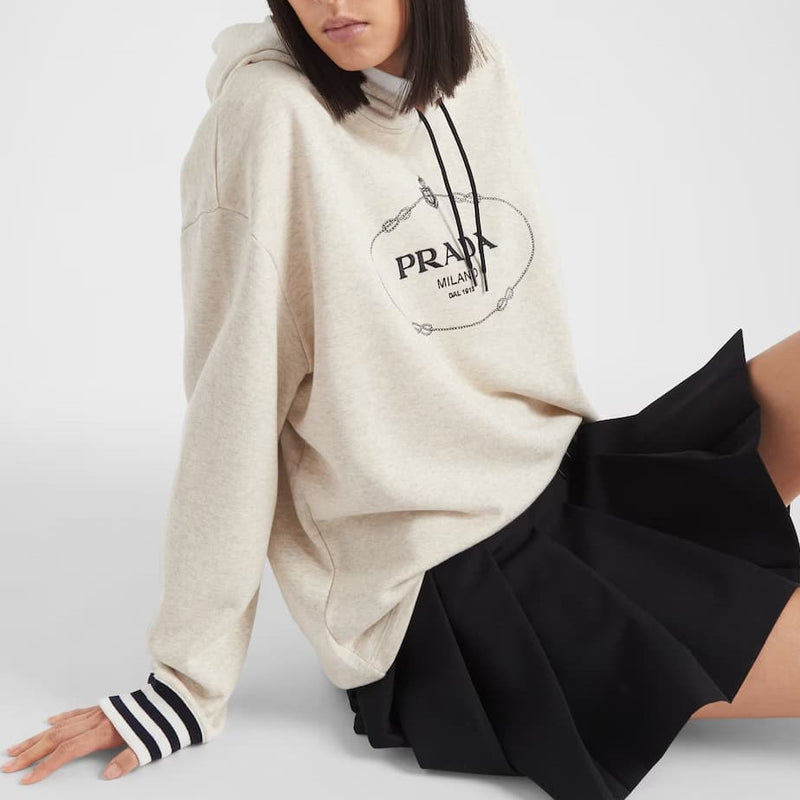 Oversized cotton fleece hoodie