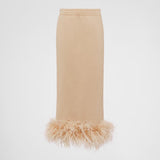 Cotton fleece skirt with feather trim