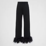 Cotton fleece joggers with feather trim