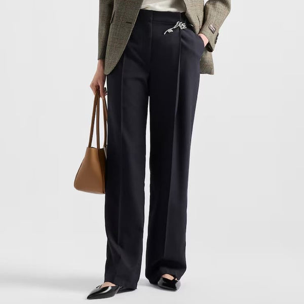 Old-wash gabardine pants