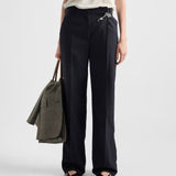 Old-wash gabardine pants