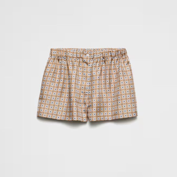 Printed silk twill shorts