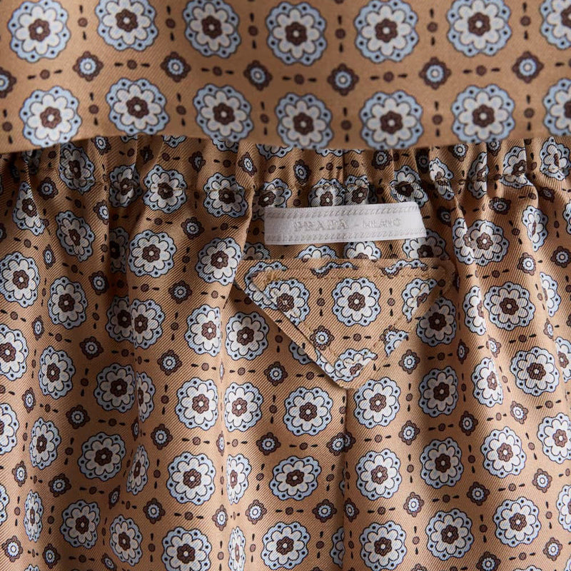 Printed silk twill shorts