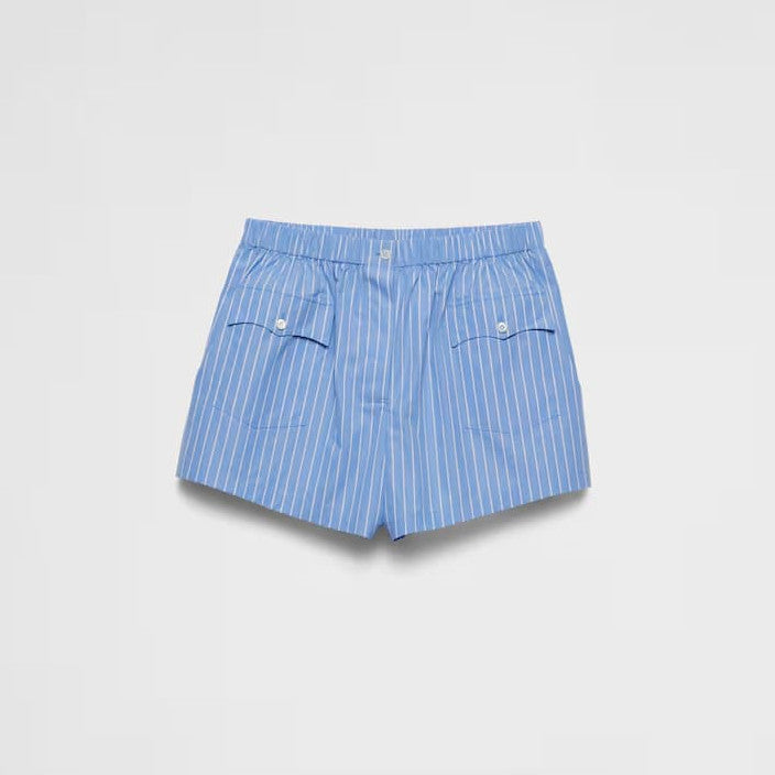 Striped poplin shorts