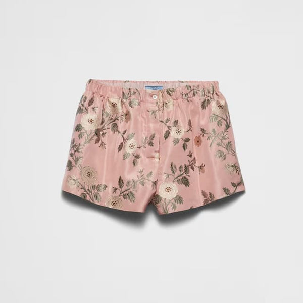 Floral print jacquard shorts