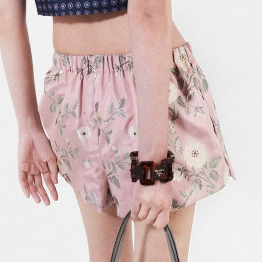 Floral print jacquard shorts