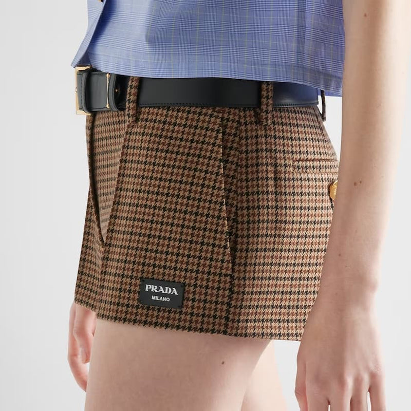 Houndstooth check shorts