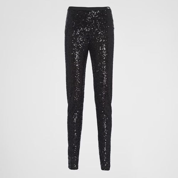 Sequined stretch pants