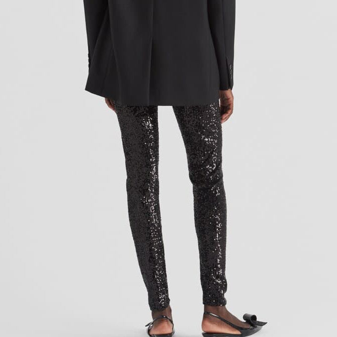 Sequined stretch pants