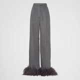 Cashmere pants with feathers