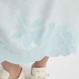 Embroidered habutai silk midi-skirt