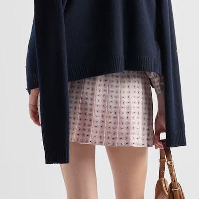 Printed silk twill miniskirt