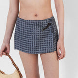 Printed silk twill miniskirt