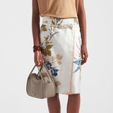 Printed silk twill skirt