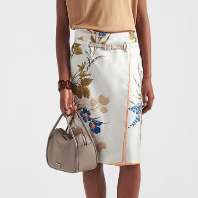 PRADA フロラルフリントヘルトスカト P168KK15IW F0934 PRADA Printed silk twill skirt P168KK_15IW_F0934_S_OOO